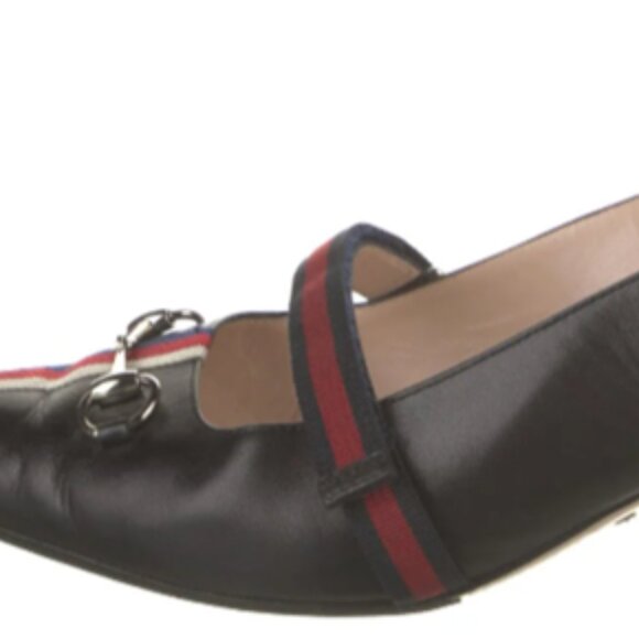 Gucci Malaga Black Kid Web Horsebit Low Heel Slingback Pumps Sz 36.5 - Picture 4 of 14